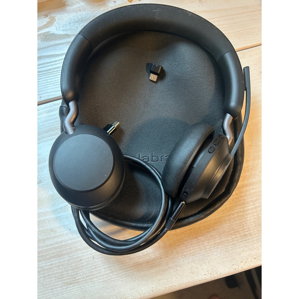 Jabra Evolve2 65 Wireless Headset Black with Case and Link 380 USB-C Adapter